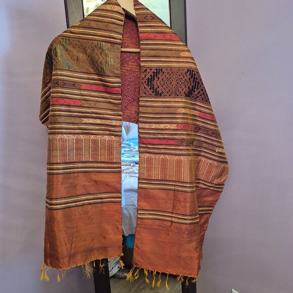 Silk Handwoven Ethnical Scarf or Table Runner - Picture 1 of 5